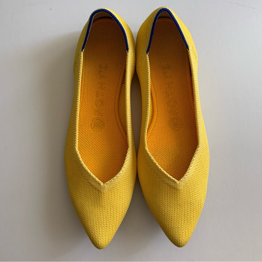 Rothy’s Yellow Pointed Toe Ballet Flats Sunshine Yellow recycled